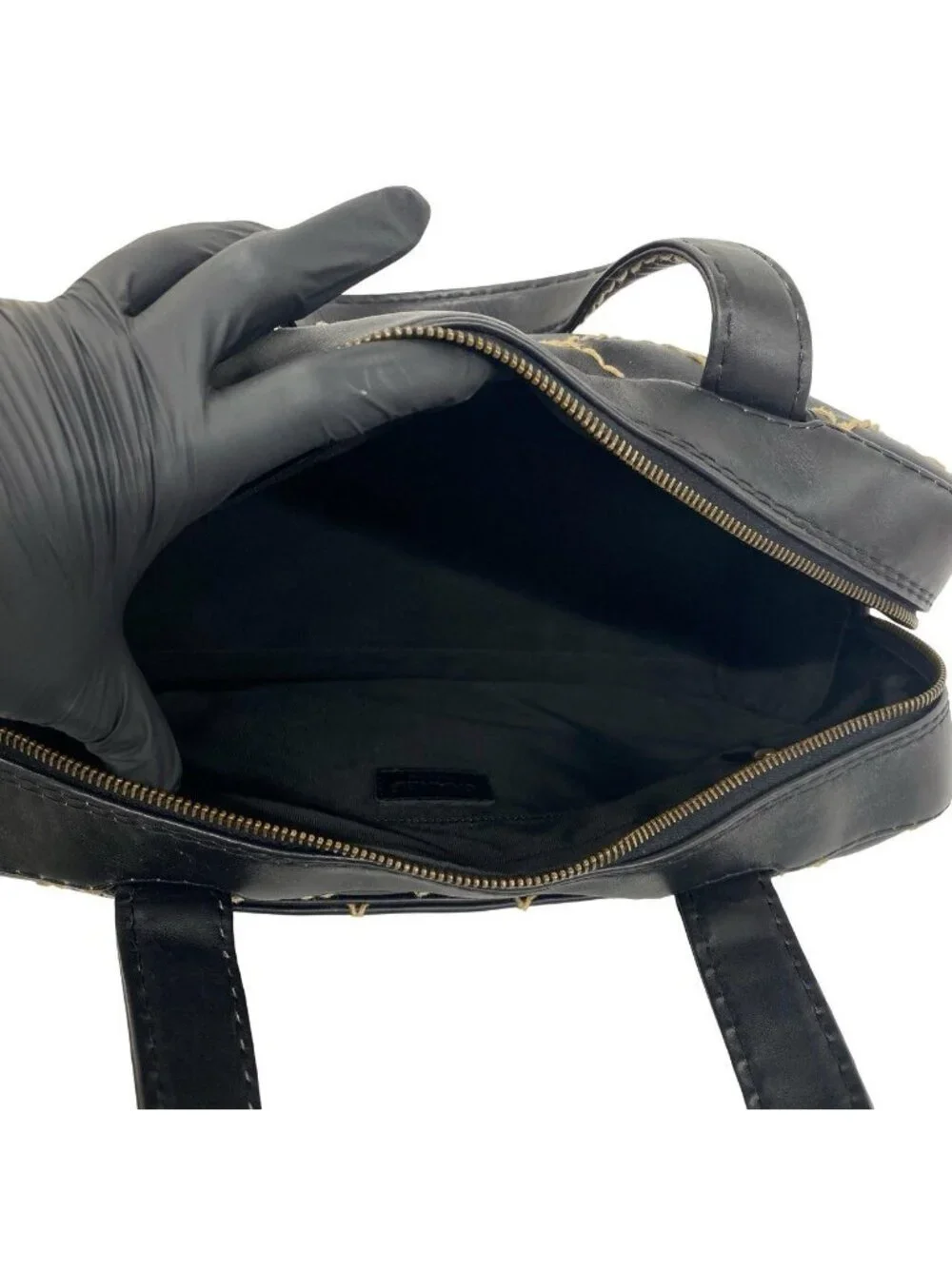 Chanel CC Logo Wild Stitch Lambskin Mini Boston Bag Black